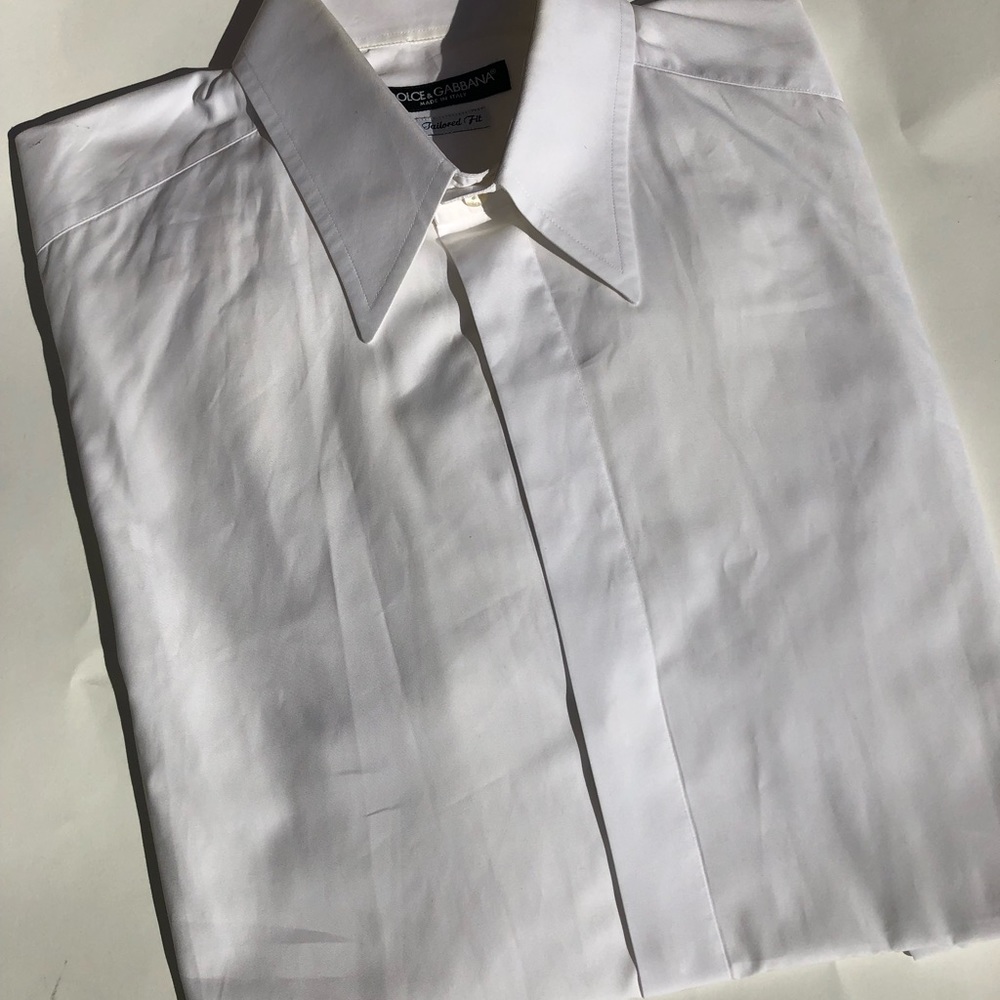 Dolce and Gabbana tailored fit white dress shirt.